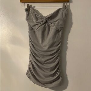 Strapless Ruched Top - Light Gray